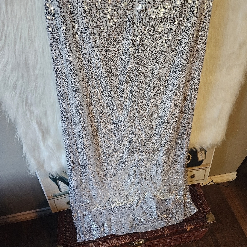 Kate Kasin Silver Empire Sequin Maxi Dress - Picture 8 of 15
